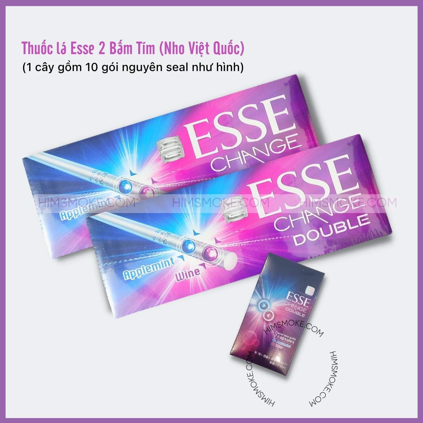 ESSE 2 Bấm Tím Change Double Applemint Wine KT&G (1 cây gồm 10 gói) 1 ESSE CHANGE DOUBLE NHO